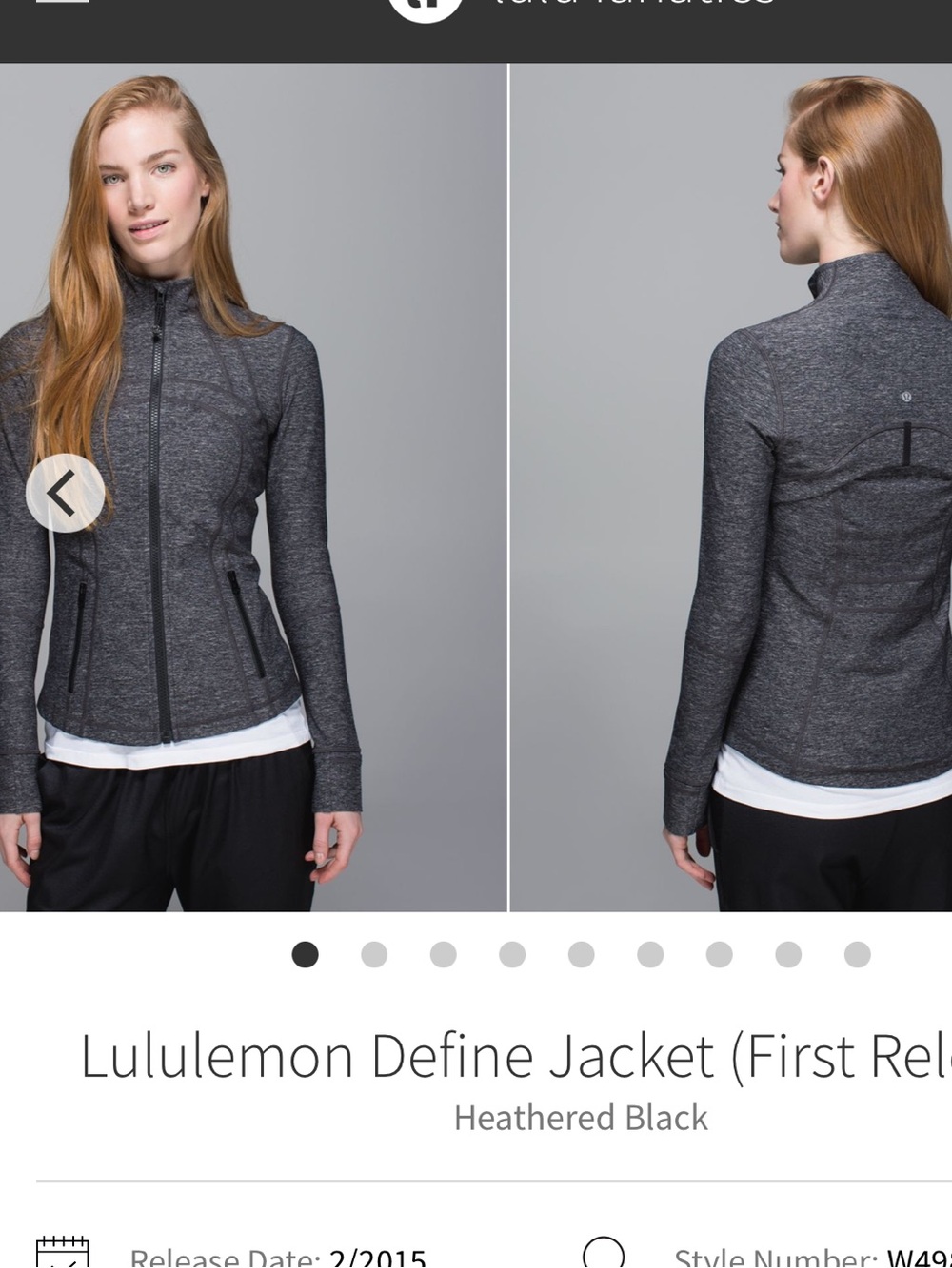 151-$65 *FREE SHIPPING* Lululemon Define Jacket Heathered Black size 12